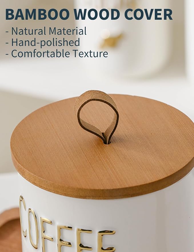 Ceramics Coffee Canisters with Airtight Lids, Simple Style Coffee Bean Storage - Image 4