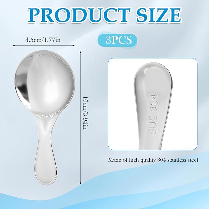 304 Stainless Spoons for Canisters, Thickened Small Round Spoon, Small Coffee - Image 2