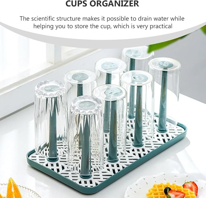 Veemoon Dishes Drying Rack Cup Drain Tray Mug Drainboard: Glass Drying Tray Mug - Image 6