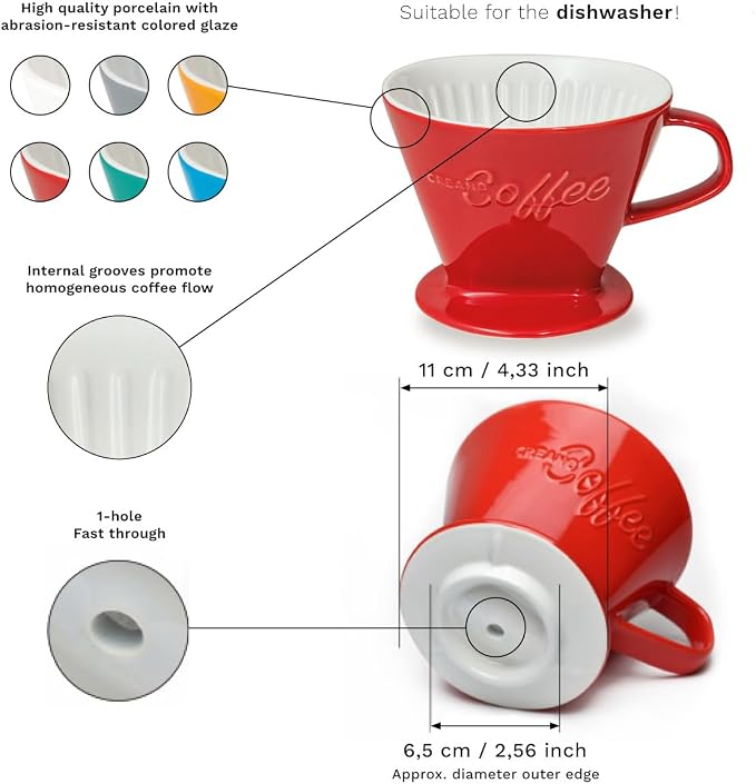 Creano XXL Porcelain Coffee Dripper White - Image 6