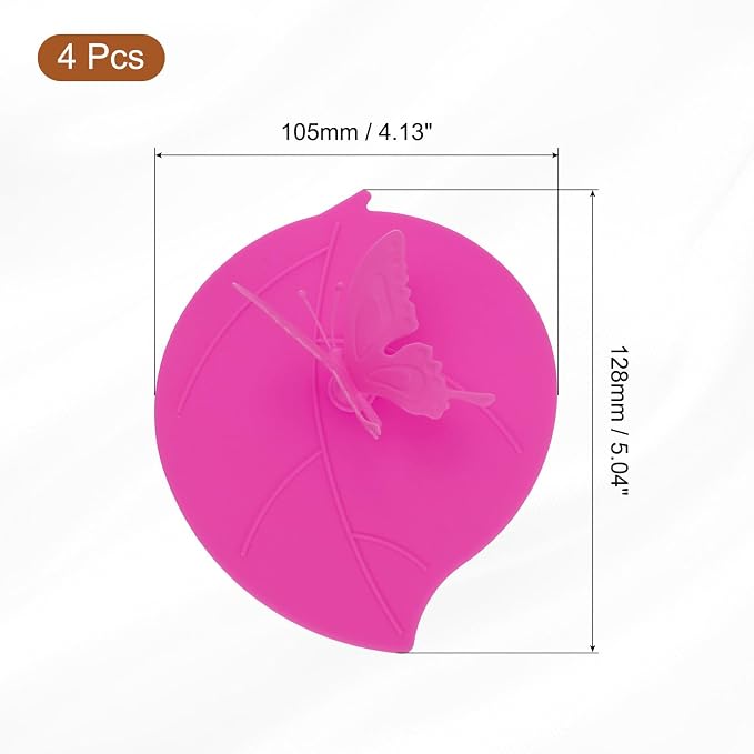 uxcell 4Pcs Silicone Cup Lids, 5 Inch Mug Cover Seal Butterfly Silicone Cup - Image 2