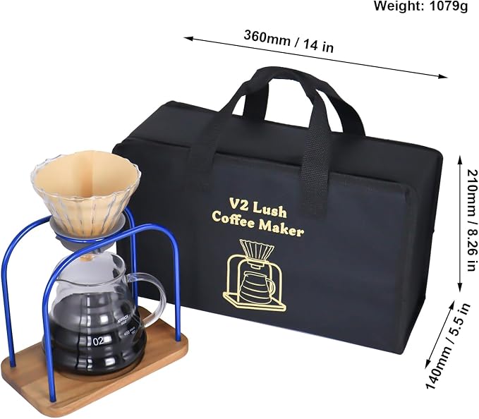 SOTECH Pour on coffee drips, filter Wooden stand Glass sharing pot - Image 7