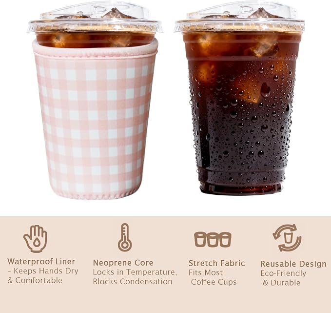 Reusable Insulated Sleeve for Iced Coffee Cup, Coffee Neoprene Sleeve for Cold - Image 6