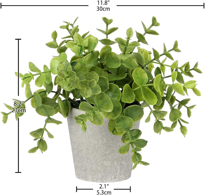 Briful 3PCS Fake Plants Potted Artificial Plants Greenery Faux Fern Eucalyptus - Image 2