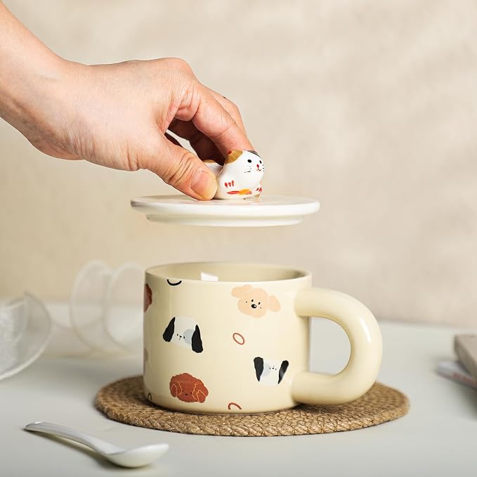 Sizikato 2pcs Porcelain Mug Lid, 4 Inch Ceramic Cup Lid - Image 7