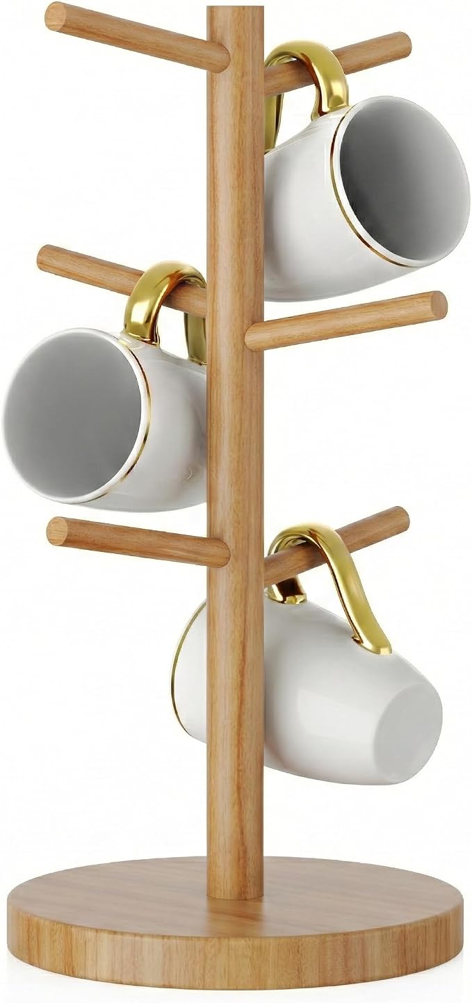 Wisuce Bamboo Coffee Mug Holder Tree, Thicker Base Coffee Cup Holder Stand by Wisuce