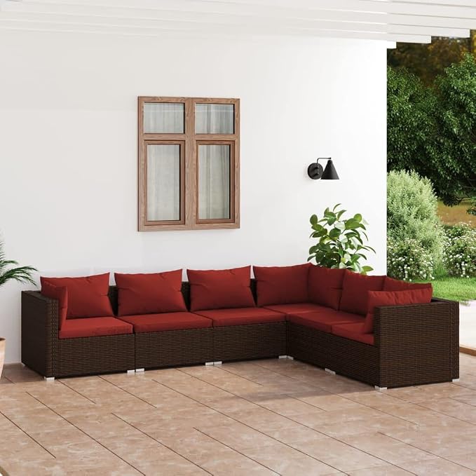 6 Piece Garden Lounge Set, Modular Patio Conversation Furniture Set - Image 2