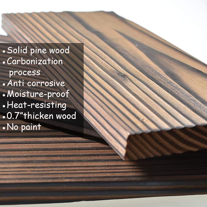 PHUNAYA Floating Shelves Rustic Wood Wall Mounted Shelf Practical Metal Fence - Image 4