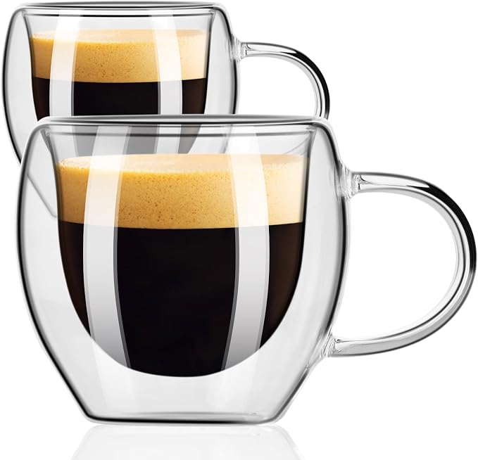 PARACITY Espresso Cups Set of 2, Double Walled Espresso Shot Glass by PARACITY