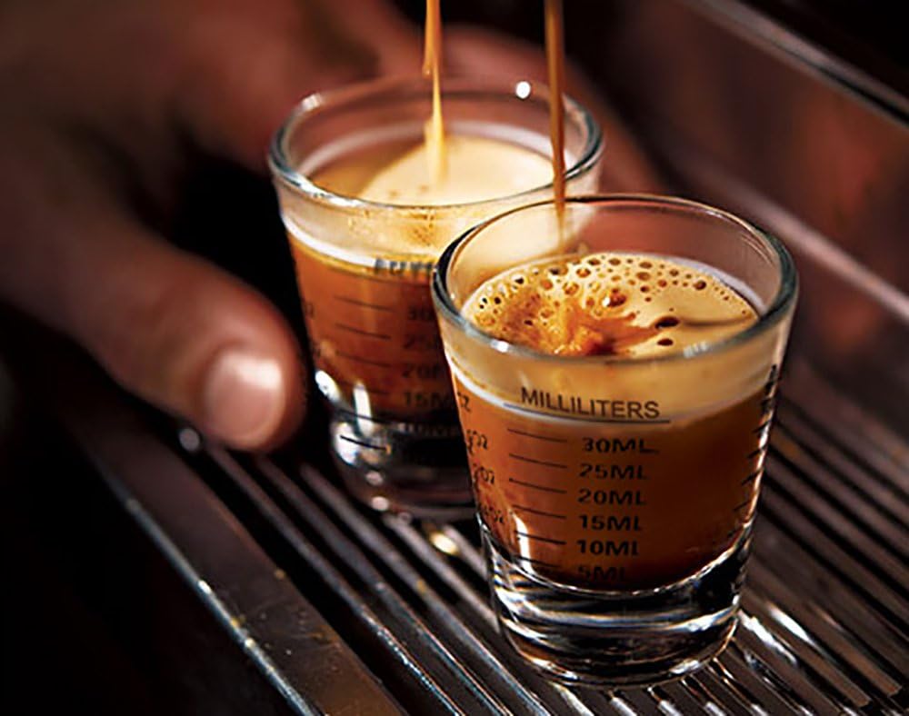 Shot Glasses Measuring cup Espresso Shot Glass Liquid Heavy Glass Wine Glass 2 Pack 26-Incremental Measurement 1oz, 6 Tsp, 2 Tbs, 30ml (Black and Red)