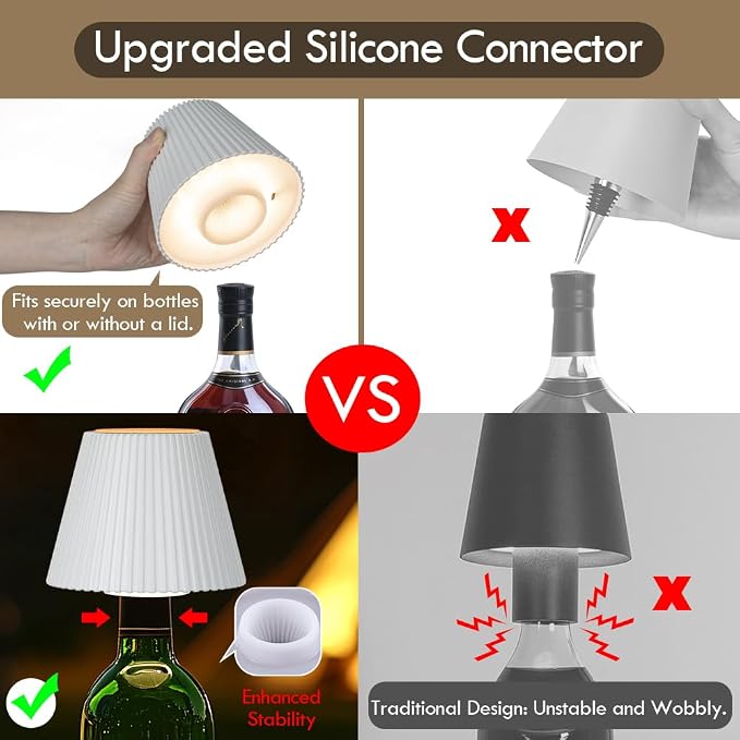 WILIT Wireless Botte Lamp Shade, LED Liquor Bottle Light 3 Level Brightness - Image 3