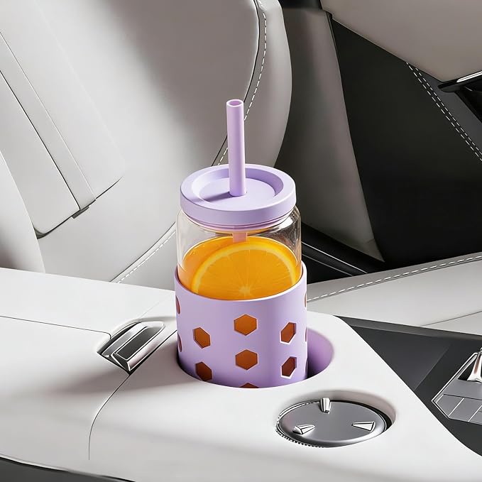 Mrsdry Glass Cups with Lids and Straws, 16oz Drinking Glasses Set with Silicone - Image 2