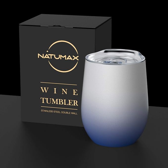 Insulated Wine Tumbler, 12 oz Stainless Steel Stemless Wine Glass Double Wall - Image 2