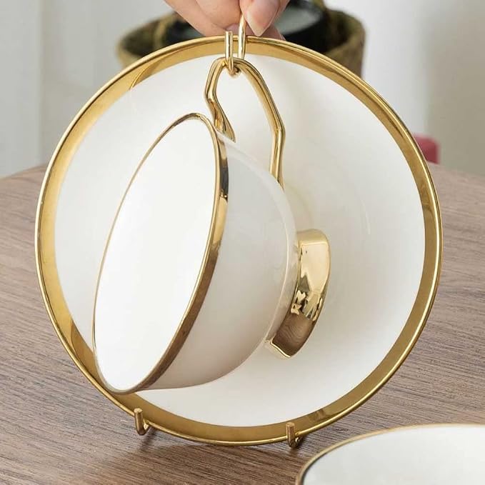 Teensery 2 Pcs Tea Cup and Saucer Stand Metal Teacup Display Easel Holder - Image 3