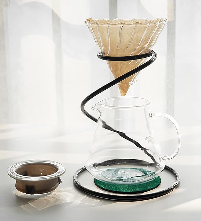 Pour Over Coffee Maker Set – Includes Glass Coffee Dripper, Metal Dripper Stand - Image 6