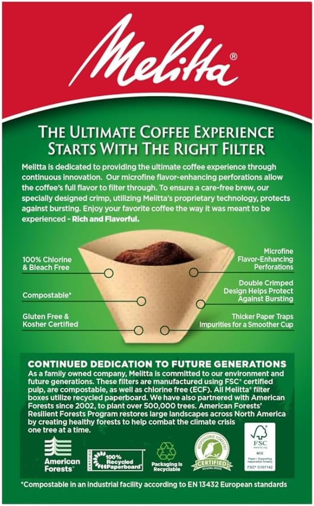 Melitta #2 Cone Coffee Filters, Natural Brown, Compostable, Tear-Resistant - Image 12