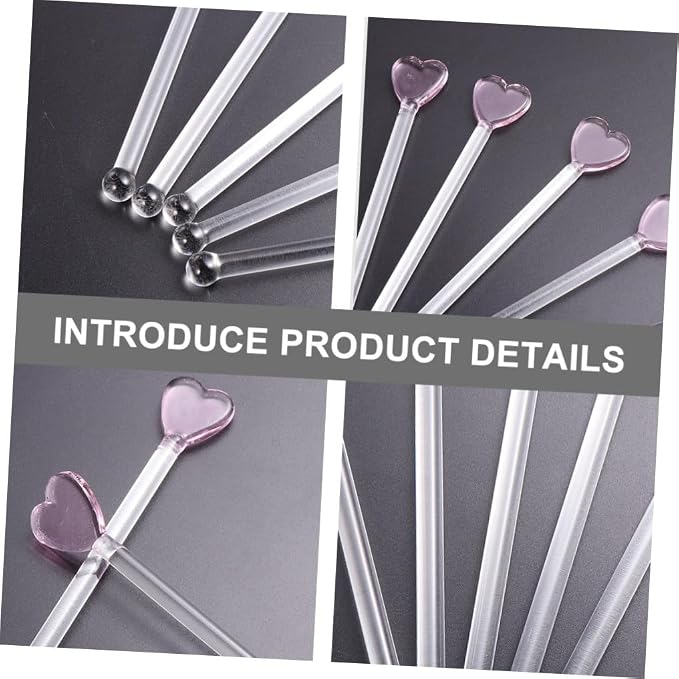 STOBAZA 5pcs Glass Mix Sticks Unique Cocktail Garnish Stirrer - Image 3