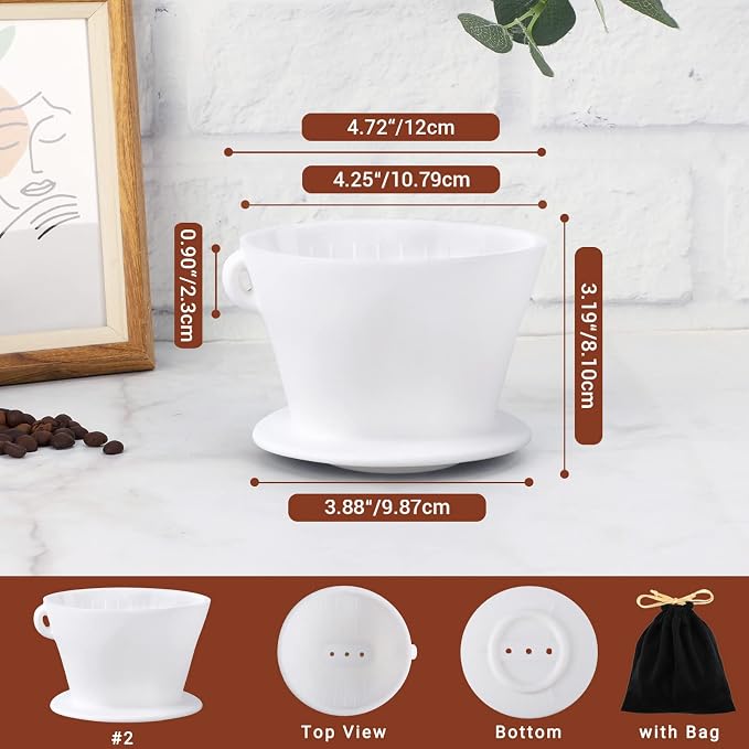 Segarty Camping Pour Over Coffee Maker, Cone Filter Drip Holder, Slow Brewer - Image 2