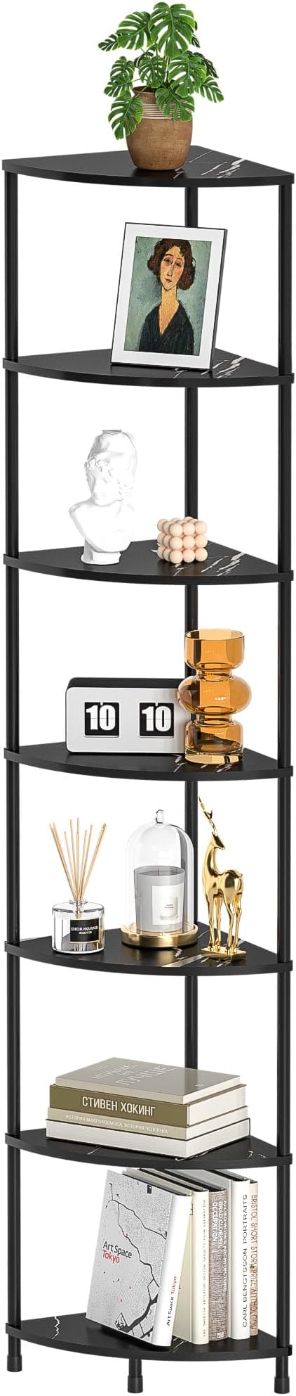 Book Corner Shelf, 7 Tier Corner Bookshelf Display by Greatseas