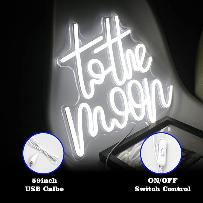 Looklight To The Moon Neon Sign Letters Led Signs White Neon Lights - Image 5