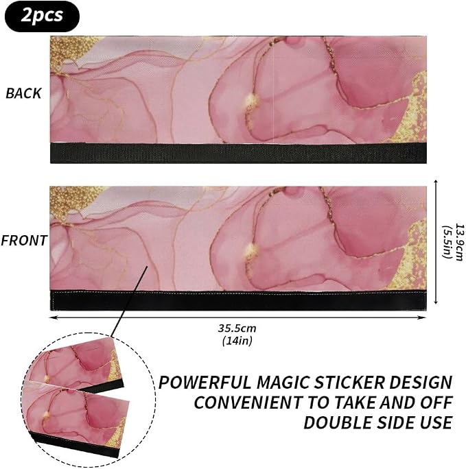 Abstract Pink Gold White Marble Ink Refrigerator Door Handle Cover, Kitchen - Image 2