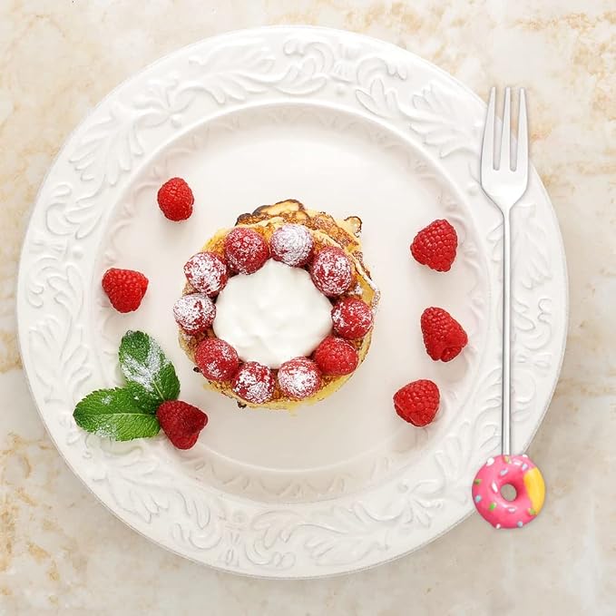 8 Pcs Stainless Steel Drink Fork Set Donut Silver Forks Cutlery Set - Image 5