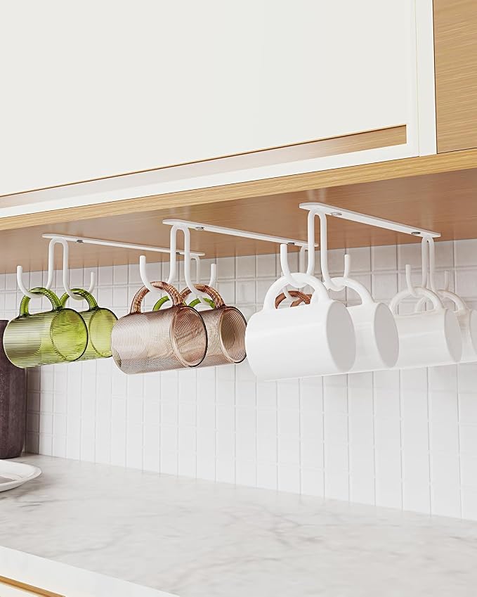 Luckinow Mug Hooks Under Cabinet 3 Pack, Coffee Cup Hooks by Luckinow