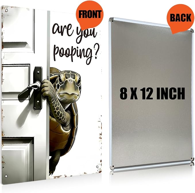 BEASTZHENG Metal Tin Sign Vintage Sea Turtle Metal Sign, Funny Bathroom Wall Art - Image 2