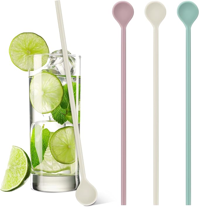 Reallnaive 3 Pcs 10" Silicone Stirrer Stick Spoon Reusable Long Cocktail Coffee by Unknown