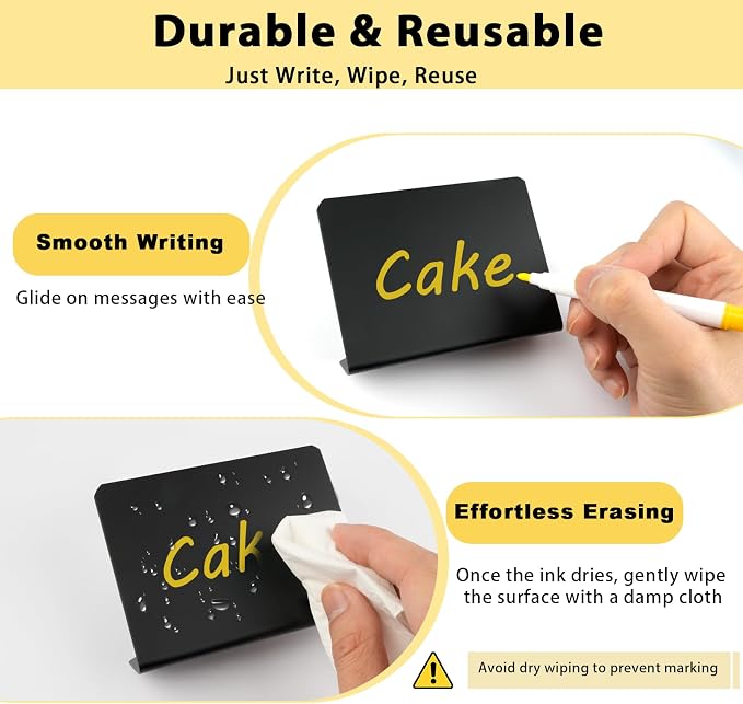 12 Pcs Mini Chalkboard Signs, Small Table Place Cards, Durable Chalk Board Signs - Image 3