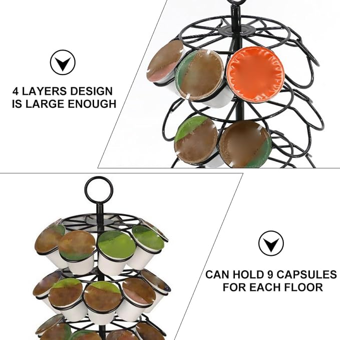 SECFOU 4-layer Rotatable Coffee Capsule Storage Rack Metal Holder - Image 7