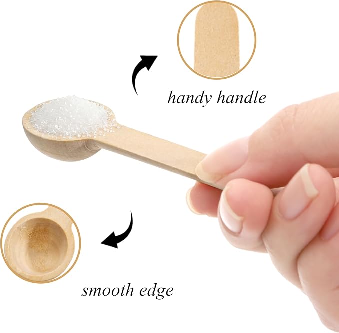 Tebery 60PCS Mini Wooden Spoons Small Bath Salt Spoon Candy Spoon Baby Spoon - Image 3