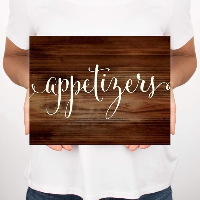 Andaz Press Wedding Party Signs, Rustic Wood Print, 8.5x11-inch, Appetizers - Image 5