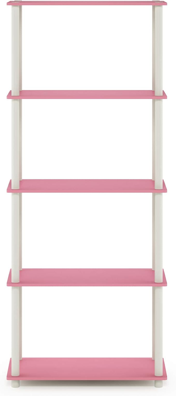 Furinno TURN-N-TUBE Storage Shelves, 5-Tier Book Shelf, Corner Shelf, Toolless - Image 7
