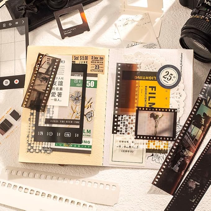 Diuhofart 94Pcs Scrapbooking Supplies Kit, Old Film Strips Photo Frames - Image 4