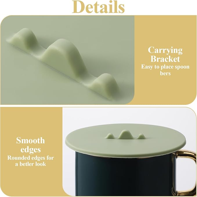 Silicone Cup Lids, Colorful 3.93 Inch/10cm Diameter Coffee Mug Cover Portable - Image 6