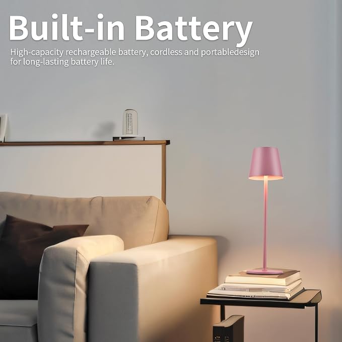 BGFHome Cordless Table Lamp LED Desk lamp, 5000mAh Rechargeable Touch Night - Image 4
