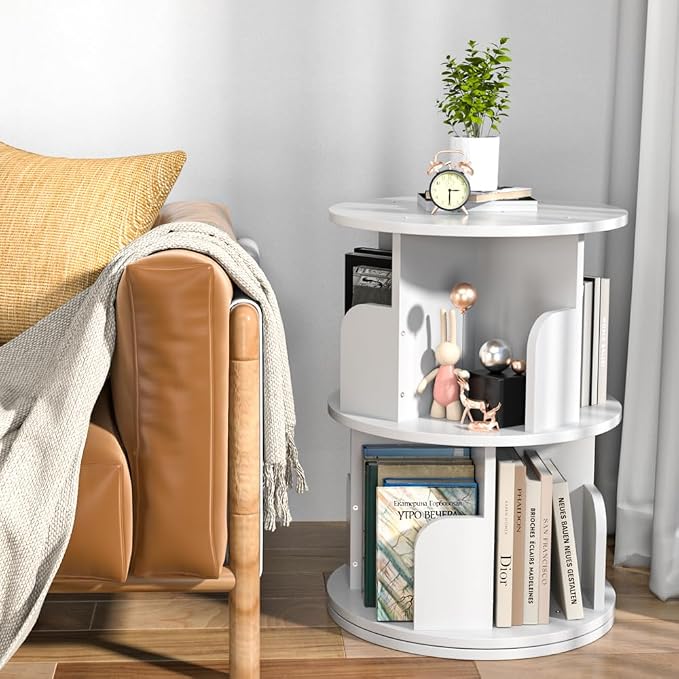 Rotating Bookshelf, Revolving Bookcase 360 Display Round Bookshelf, by Nidouillet