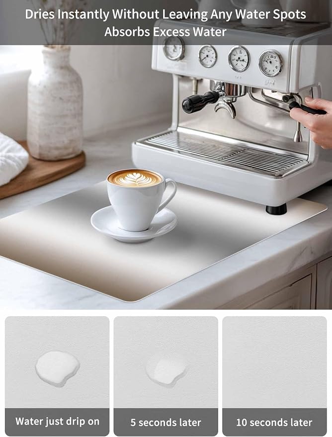 Abstract Coffee Mat Brown Gray Gradient Ombre Absorbent Bar Mat - Image 6