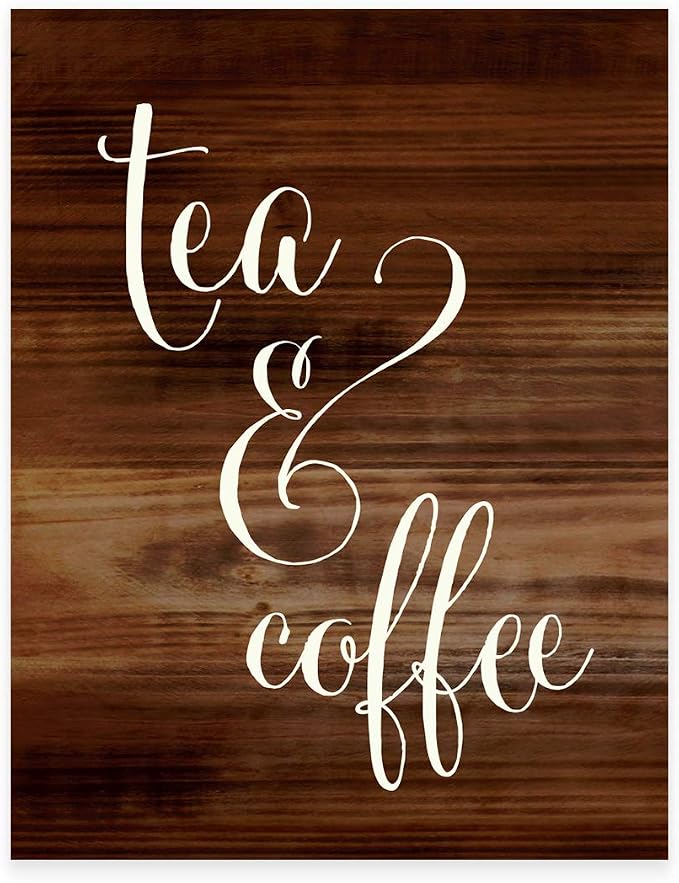 Andaz Press Wedding Party Signs, Rustic Wood Print, 8.5x11-inch, Tea & Coffee by AndazPress