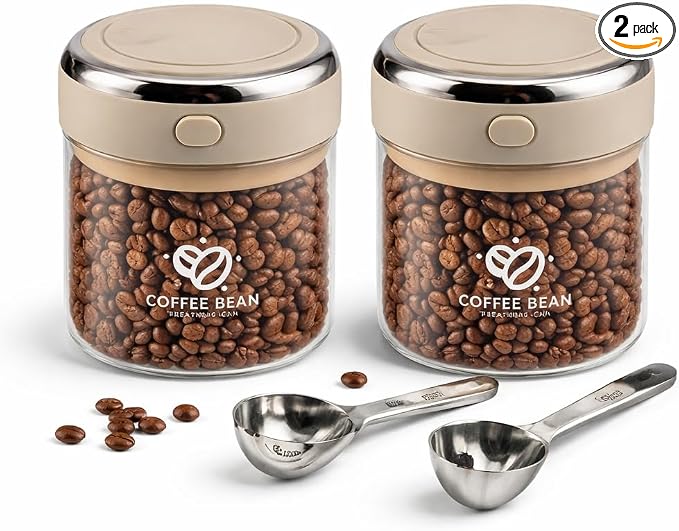 FUYIHGL® 2PCS Glass Coffee Bean Storage Canister by FUYIHGL
