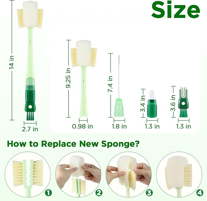 OUTXE 6 Pack Bottle Brush Set, 5-in-1 Water Bottle Cleaner Brush, 3 Straw Brush - Image 6