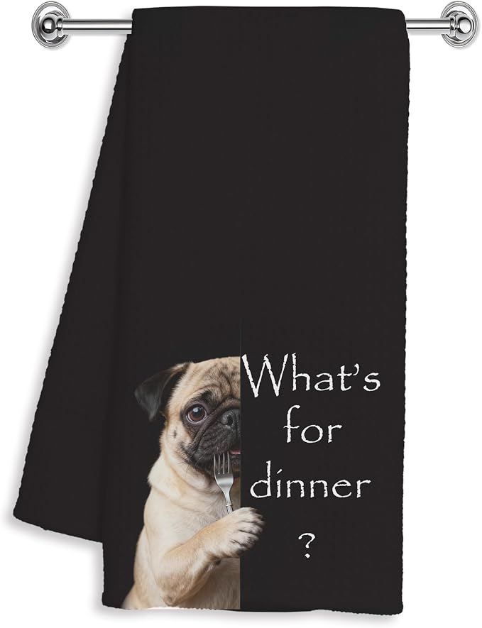 Funny Pug Kitchen Towels 16x24 Inches, Gifts by Unknown