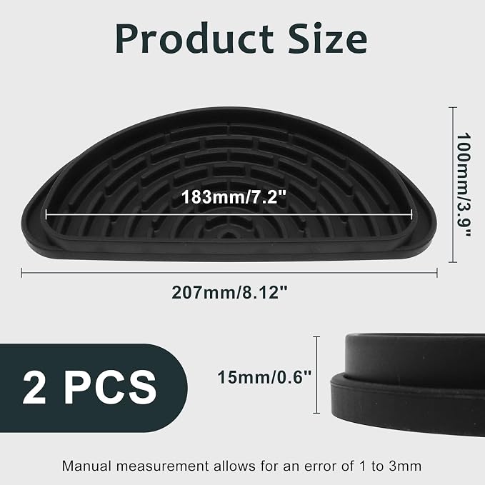 2PCS Coffee Drip Tray for Drink Dispenser, Silicone Black Semi-Circular Ice and - Image 2