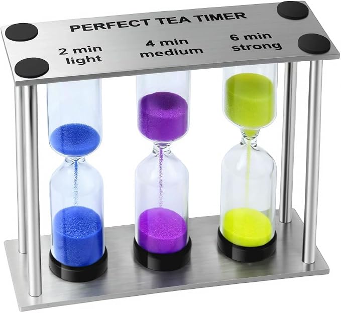 Lily's Home 3.5" Tall 3-in-1 Perfect Tea Timer, Includes 2, and 6 Minute Sand by LilysHome