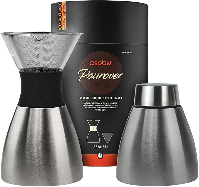 asobu Insulated Pour Over Coffee Maker Double-Wall Vacuum, Stainless-Steel by Asobu