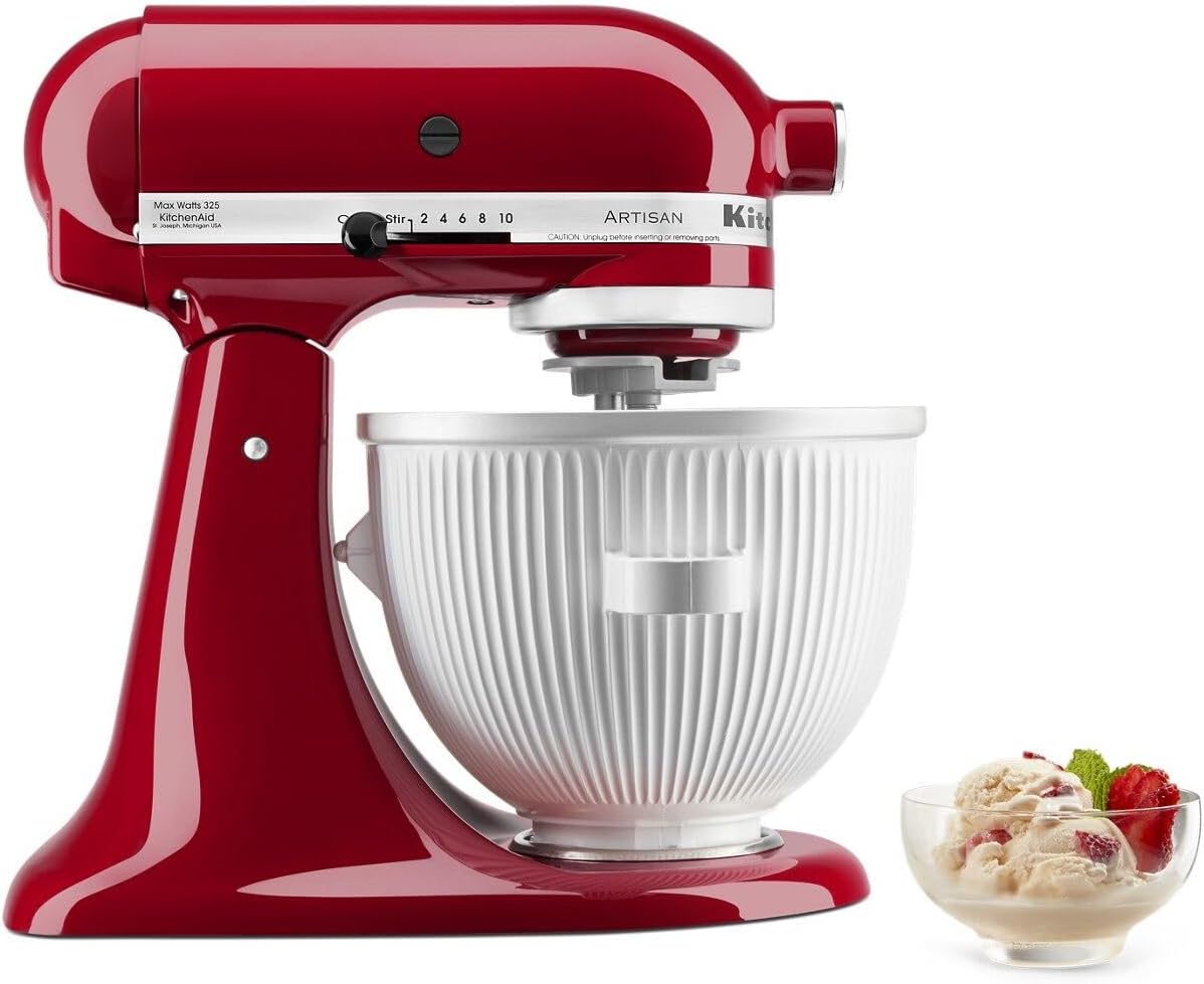 KitchenAid Ice Cream Maker Attachment Stand Mixer, 2 Quart, White