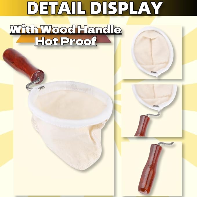 WenTigDY Cloth Coffee Sock Filter, 7.3 x 3.9 inches Handmade Coffee Filter - Image 6