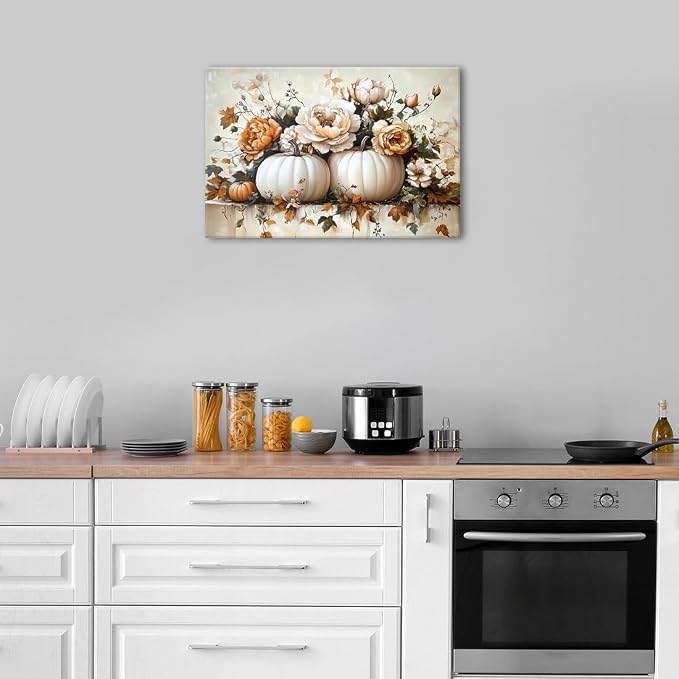 Vintage Fall Flowers Pumpkin Wall Art - Image 5