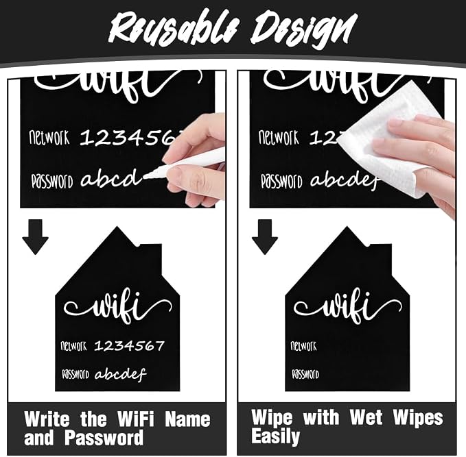 WiFi Password Sign Wooden WiFi Sign Wireless Network Sign Table Chalkboard - Image 6